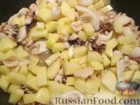 Рецепт Каракатиці та креветки з картоплею та горошком на каракатиці