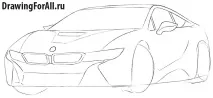 Як намалювати автомобіль БМВ i8 корпусу