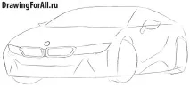 Як намалювати автомобіль БМВ i8 корпусу