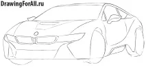 Як намалювати автомобіль БМВ i8 корпусу