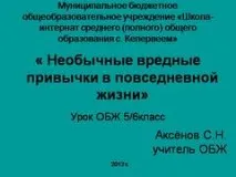 Презентація на тему - Незвичайні шкідливі звички у повсякденному житті, шкідлива їжа - за ОБЖ звички