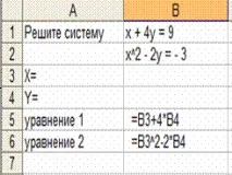 Вирішення систем рівнянь у середовищі Microsoft Excel рівнянь