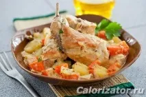 Кролик, тушкований з картоплею - калорійність, склад, опис тушкований
