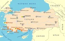 Курорти Туреччини на Середземному морі знаходиться