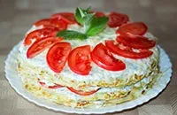 Закусочний торт з кабачків з помідорами. помідорами