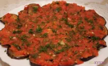 Баклажани смажені, з часником та помідорами. помідорами