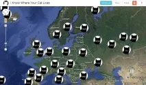 Коти світу на карті, карті