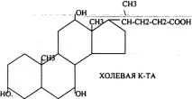 64. Жовчні кислоти. Їхня будова та біологічна роль. Жовчнокам’яна хвороба. їхня