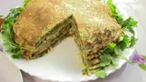 Курник з млинців з куркою та грибами лазіння, торт, фаршировані млинці, рецепт мішечків з торт