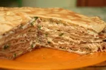 Курник з млинців з куркою та грибами лазіння, торт, фаршировані млинці, рецепт мішечків з курник