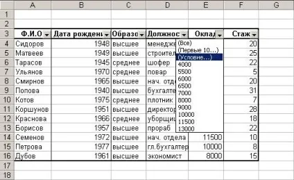 Фільтрація списку за допомогою розширеного фільтра (списку) Фільтрація списку за допомогою розширеного фільтра