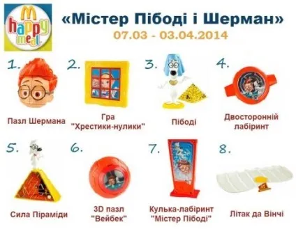 Іграшки з серій хепі милий макдональдс (макдональдс) Іграшки з серій хепі милий макдональдс