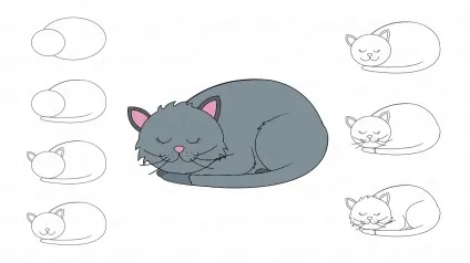 Як намалювати маленького сплячого кошеня (кошеня) Як намалювати маленького сплячого кошеня