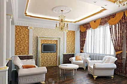 Який стеля краще зробити в вітальні, залі (16 фото) (стелю) Який стеля краще зробити в вітальні, залі (16 фото)