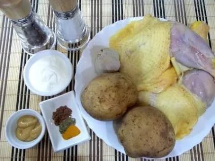 Курячі стегна в духовці - з картоплею і часником (духовці) Курячі стегна в духовці - з картоплею і часником