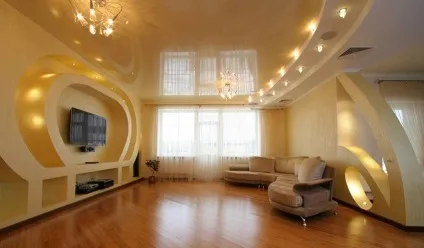 Монтаж дворівневих натяжних стель для залу фото і рекомендації (фото) Монтаж дворівневих натяжних стель для залу фото і рекомендації