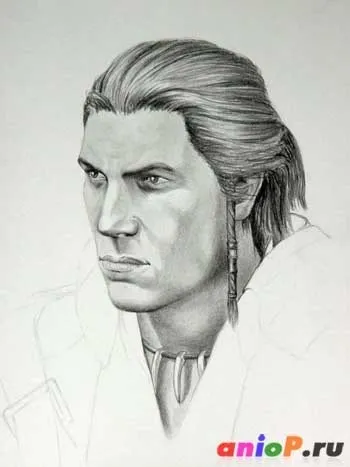 Портрет Коннора з гри assassin - s creed 3 - уроки малювання олівцями і пастеллю
