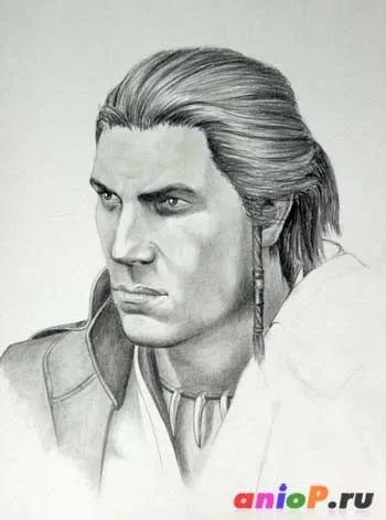 Портрет Коннора з гри assassin - s creed 3 - уроки малювання олівцями і пастеллю