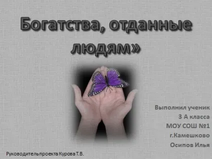 Проект по навколишнього світу в 3 класі - багатства, віддані людям - проекти учнів 1-4 клас (Тетяна Смелаовна Курова) Проект по навколишнього світу в 3 класі - багатства, віддані людям - проекти учнів 1-4 клас