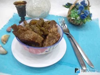 Рецепт м'ясо з солоними огірками (м'ясо) Рецепт м'ясо з солоними огірками