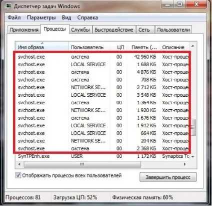 Svchost вантажить процесор windows 7 як видалити вірус (вірус) Svchost вантажить процесор windows 7 як видалити вірус
