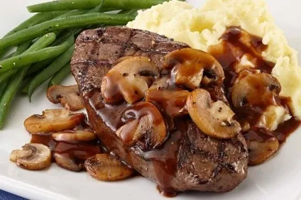 Смачне м'ясо з грибами рецепт приготування (рецепт) Смачне м'ясо з грибами рецепт приготування