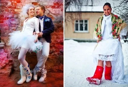 Зимова весільне взуття - туфлі, чоботи і валянки для нареченої (зимова) Зимова весільне взуття - туфлі, чоботи і валянки для нареченої