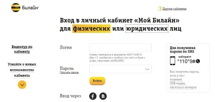 Білайн особистий кабінет - вхід і можливості (кабінет) Білайн особистий кабінет - вхід і можливості