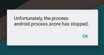 Android process acore сталася помилка
