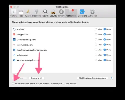 Як відключити докучливі «push» повідомлення від веб-сайтів в safari і chrome (повідомлення) Як відключити докучливі «push» повідомлення від веб-сайтів в safari і chrome