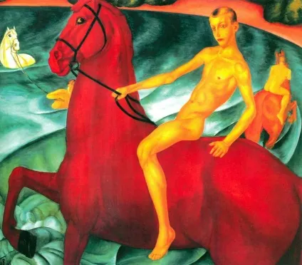 Картина кузьми Петрового-Водкіна «купання червоного коня» (Петров-Водкін картина кінь революційні настрої буревісник) Картина кузьми Петрового-Водкіна «купання червоного коня»