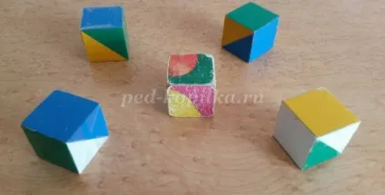 Кубики никитина для дошкільнят (жовтий синій зелений) Кубики никитина для дошкільнят
