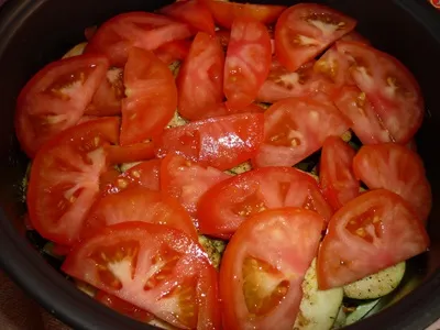 Овочі запечені шарами в мультиварці