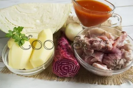 Домашній борщ - покроковий рецепт з фото, перші страви (домашній борщ зі свининою) Домашній борщ - покроковий рецепт з фото, перші страви
