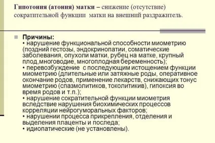 Гіпотонія матки після пологів - що це таке, причини, симптоми, при кесаревому розтині, при