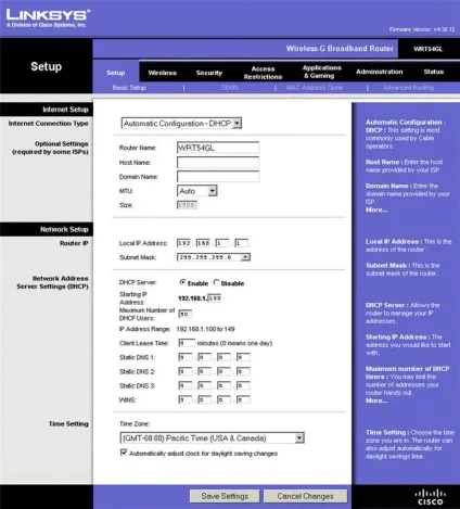 Як налаштувати роутер linksys wrt54gl