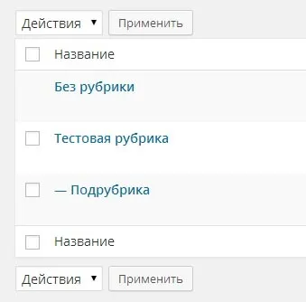 Як створити підрубрику в wordpress - створення рубрик та підрубрик