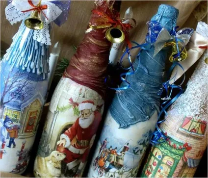 Декупаж шампанського на новий рік - майстер клас з покроковими інструкціями