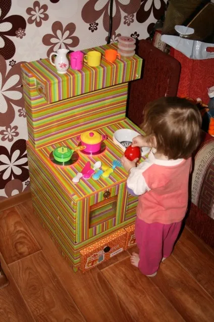Дитяча кухня з картонних коробок - ярмарок майстрів - ручна робота, handmade (іграшкові меблі) Дитяча кухня з картонних коробок - ярмарок майстрів - ручна робота, handmade
