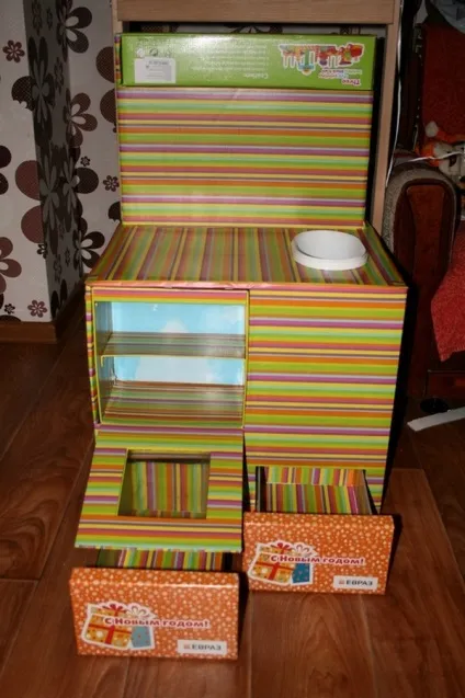 Дитяча кухня з картонних коробок - ярмарок майстрів - ручна робота, handmade (іграшка своїми руками) Дитяча кухня з картонних коробок - ярмарок майстрів - ручна робота, handmade