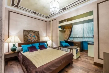 Дизайн спальні з балконом інтер'єр поєднаного з лоджією, фото (дизайн спальні балконом суміщеного інтер'єр лоджією) Дизайн спальні з балконом інтер'єр поєднаного з лоджією, фото