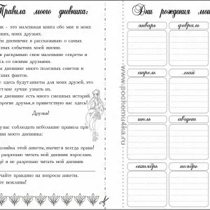 Дневнічкі і анкети для дівчаток (анкети) Дневнічкі і анкети для дівчаток