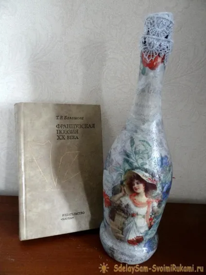 Французька романтика »- декупаж пляшки шампанського, майстер-клас своїми руками (декупаж) Французька романтика »- декупаж пляшки шампанського, майстер-клас своїми руками