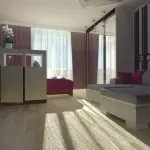 Інтер'єр вітальні спальні проект маленької суміщеної площі, ідеї дизайну