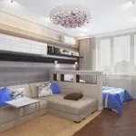 Інтер'єр вітальні спальні проект маленької суміщеної площі, ідеї дизайну