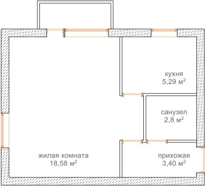 Інтер'єр маленької однокімнатної квартири з кутовий плануванням (кутовий) Інтер'єр маленької однокімнатної квартири з кутовий плануванням