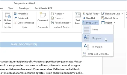 Як створити буквицю в word 2013