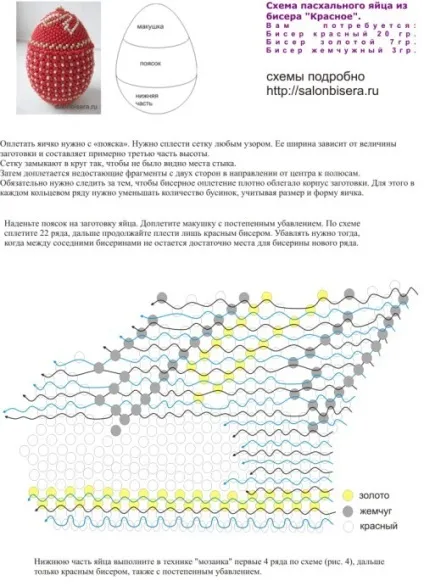 Як сплести пасхальне яйце з бісеру (великодня схема) Як сплести пасхальне яйце з бісеру