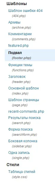 Як видалити з підвалу () шаблону wordpress зовнішні посилання, для початківців вебмайстрів