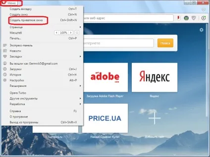 Як включити режим інкогніто в опері